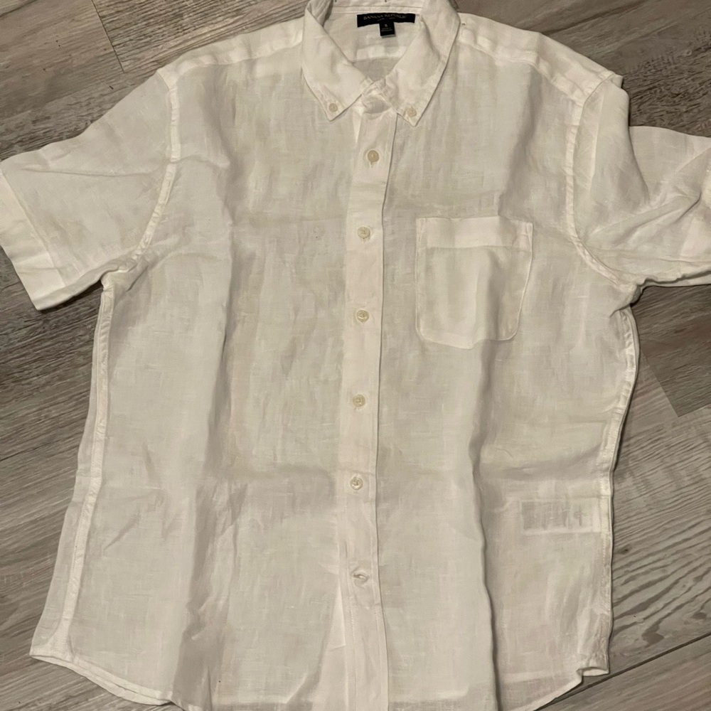 Banana Republic Costelletto Linen Shirt Small White